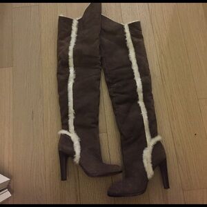 Fur Lined over the knee suede boots